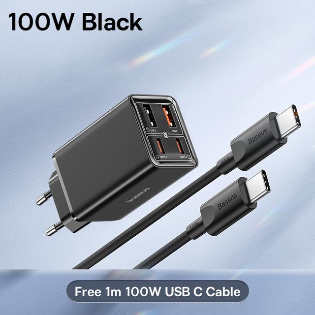 Зарядное устройство Baseus GaN 6 PRO, 100 Вт, с кабелем, 2xUSB-A, 2xUSB-C