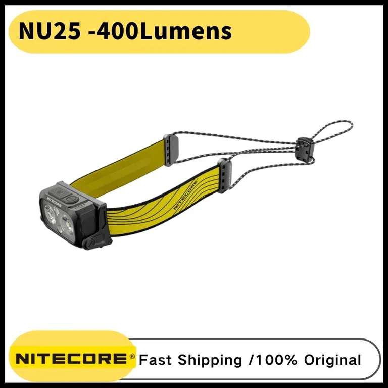 Перезаряжаемый налобный фонарь NITECORE NU25, 400 люмен, USB-C, встроенный аккумулятор 650 мАч