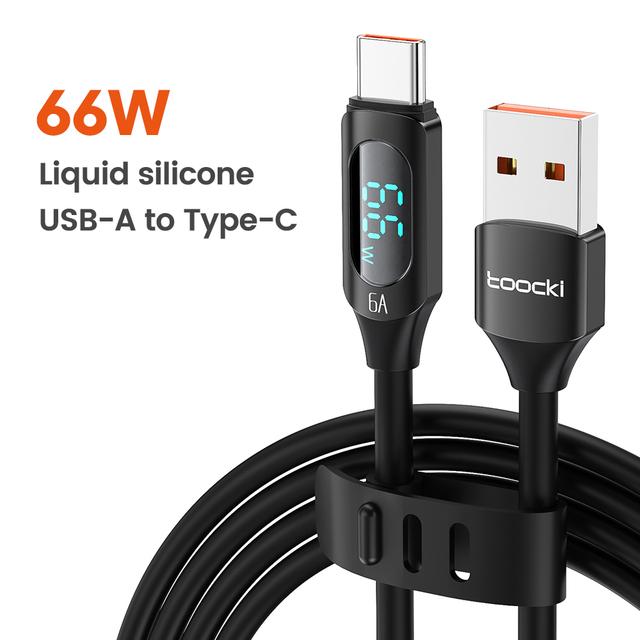 Силиконовый Type-C кабель 1м, 100 Вт, USB 3.1, с дисплеем, Toocki (из Китая)