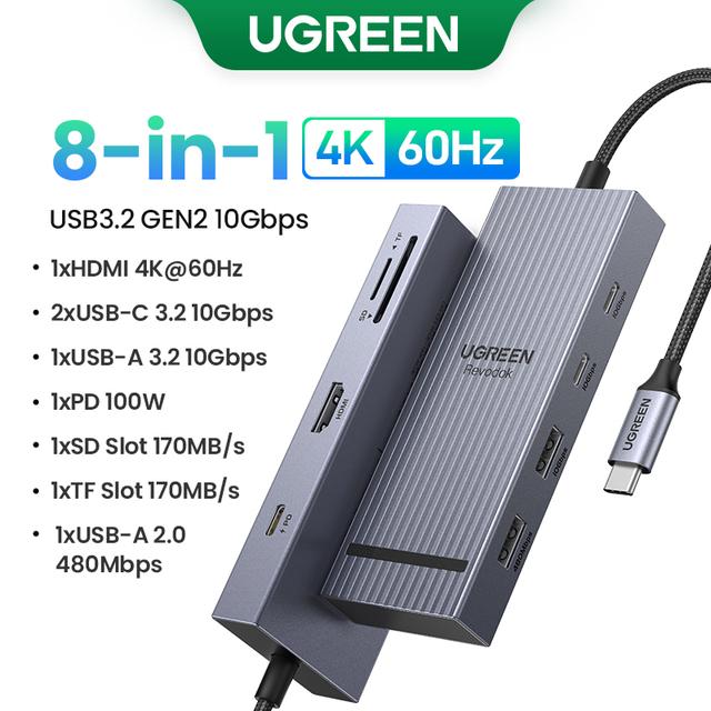 Адаптер UGREEN USB-C HUB 4K HDMI 8 в 1