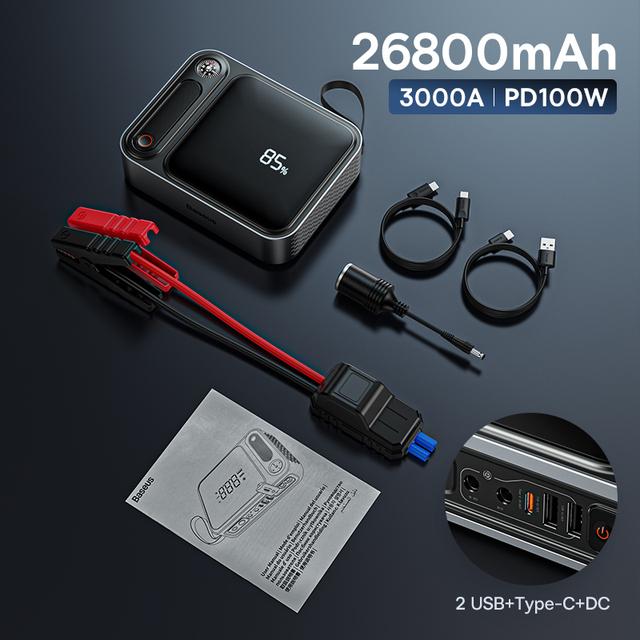 Пусковое устройство бустер Baseus 3000A Car Jump Starter Power Bank 26800mAh